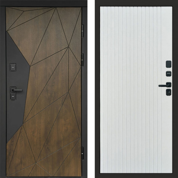 Входная дверь Termo-Door Премиум Геометрия Дуб - Flat Белый софт