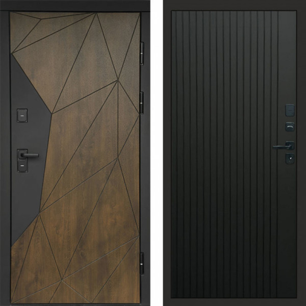 Входная дверь Termo-Door Премиум Геометрия Дуб - Flat Черный кварц