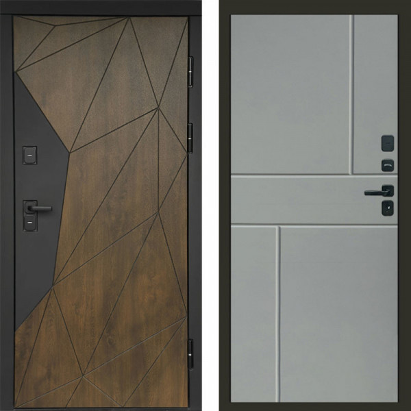 Входная дверь Termo-Door Премиум Геометрия Дуб - Горизонт Grey софт