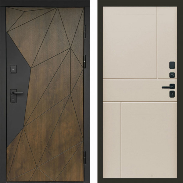 Входная дверь Termo-Door Премиум Геометрия Дуб - Горизонт Слоновая кость