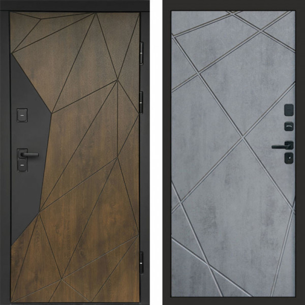 Входная дверь Termo-Door Премиум Геометрия Дуб - Лучи бетон темный