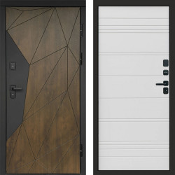 Входная дверь Termo-Door Премиум Геометрия Дуб - Лучи White line