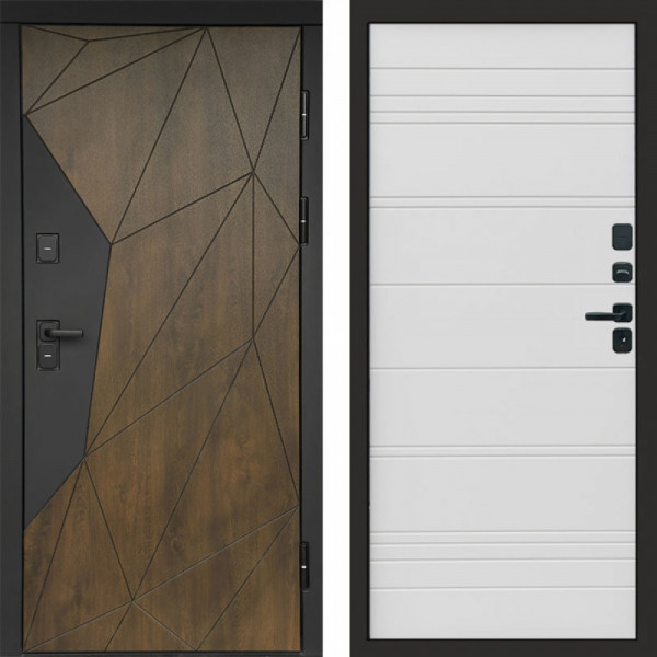 Входная дверь Termo-Door Премиум Геометрия Дуб - Лучи White line