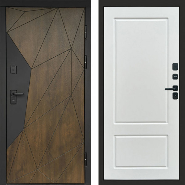 Входная дверь Termo-Door Премиум Геометрия Дуб - Марсель Белый софт