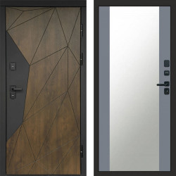 Входная дверь Termo-Door Премиум Геометрия Дуб - Зеркало Grey Софт