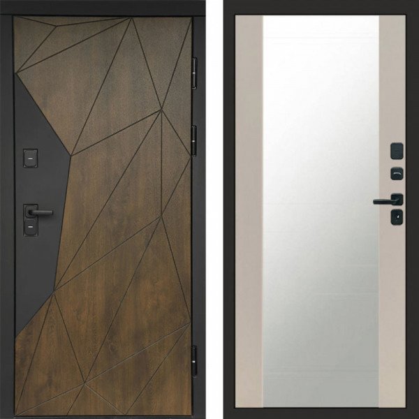 Входная дверь Termo-Door Премиум Геометрия Дуб - Зеркало Слоновая кость