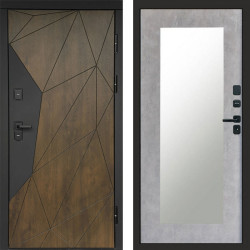 Входная дверь Termo-Door Премиум Геометрия Дуб - Зеркало Триумф бетон светлый