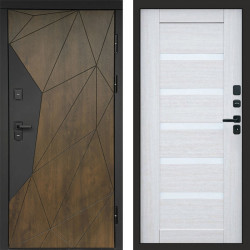 Входная дверь Termo-Door Премиум Геометрия Дуб - Зеркало Триумф Царга лиственница 4500 / 5500