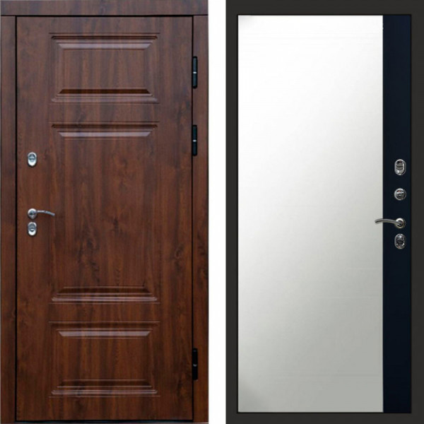 Входная дверь Termo-Door Премиум Орегон Дуб - Зеркало Фацет Черный кварц