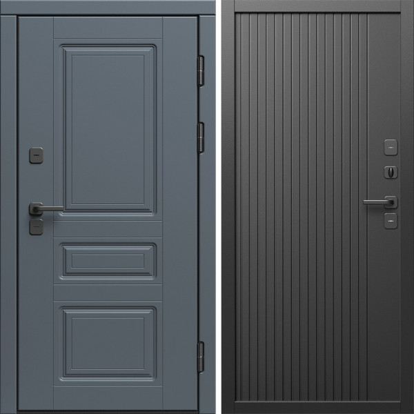 Входная дверь Termo-Door Премиум Орегон Графит - Флэт Черный кварц