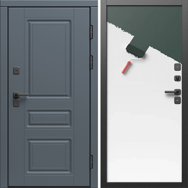 Входная дверь Termo-Door Премиум Орегон Графит - Гладкая Панель Под Покраску (грунт)