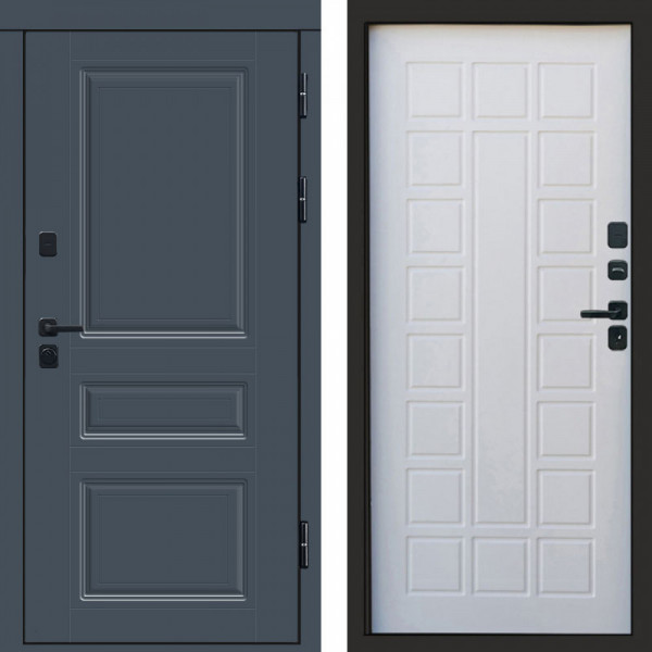 Входная дверь Termo-Door Премиум Орегон Графит - Престиж белое дерево