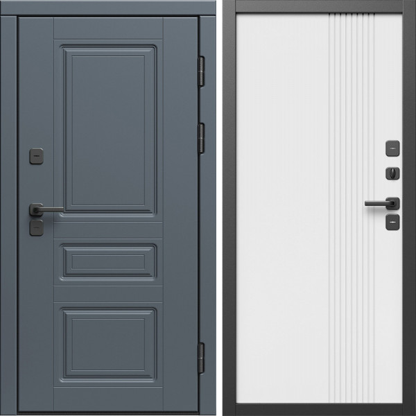 Входная дверь Termo-Door Премиум Орегон Графит - Страйп Белый Софт