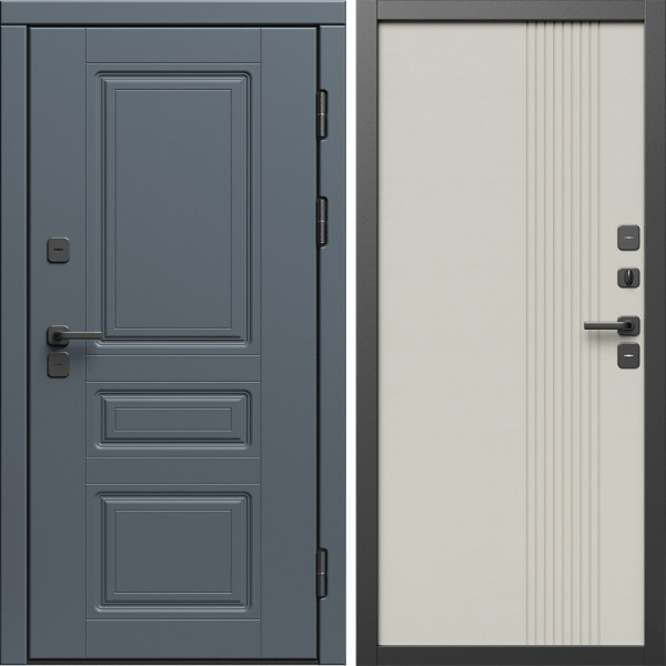Входная дверь Termo-Door Премиум Орегон Графит - Страйп Слоновая Кость