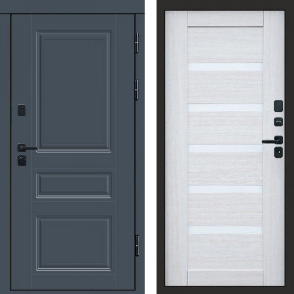 Входная дверь Termo-Door Премиум Орегон Графит - Зеркало Триумф Царга лиственница 4500 / 5500