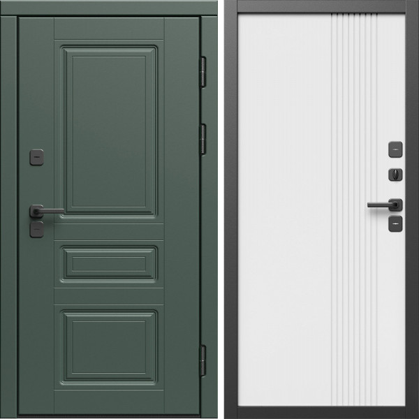 Входная дверь Termo-Door Премиум Орегон Грин - Страйп Белый Софт