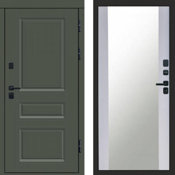 Входная дверь Termo-Door Премиум Орегон Грин - Зеркало белый софт