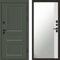 Входная дверь Termo-Door Премиум Орегон Грин - Зеркало Фацет Белый софт