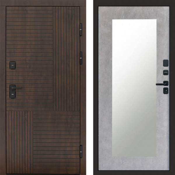 Входная дверь Termo-Door Премиум Веста Дуб - Зеркало Триумф бетон светлый