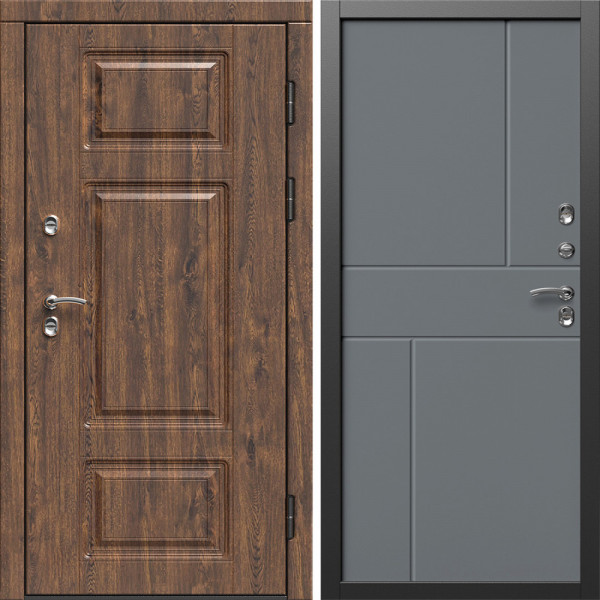 Входная дверь Termo-Door Премиум Винорит Дуб - Горизонт Grey софт