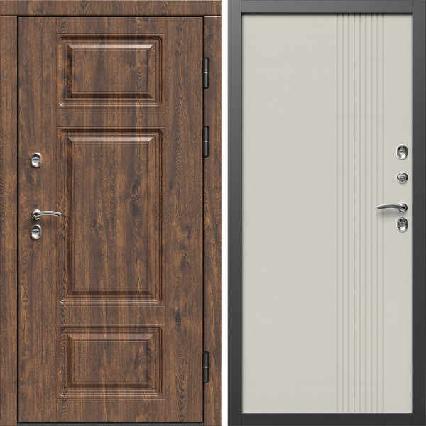 Входная дверь Termo-Door Премиум Винорит Дуб - Страйп Слоновая Кость