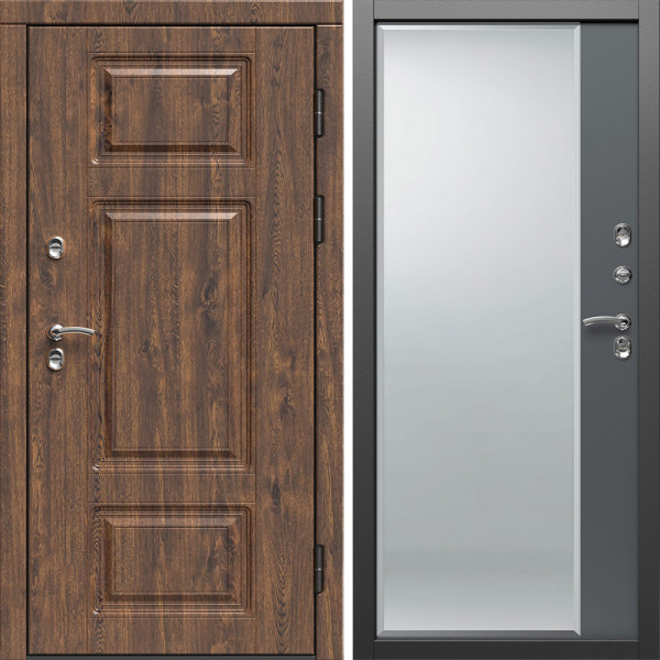 Входная дверь Termo-Door Премиум Винорит Дуб - Зеркало Фацет Grey софт