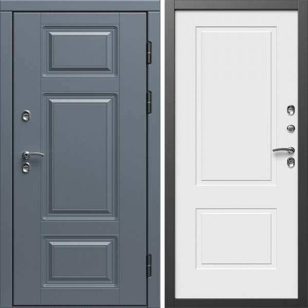 Входная дверь Termo-Door Премиум Винорит Grey - Нео Классика Белый Софт