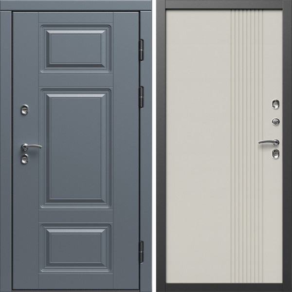 Входная дверь Termo-Door Премиум Винорит Grey - Страйп Слоновая Кость