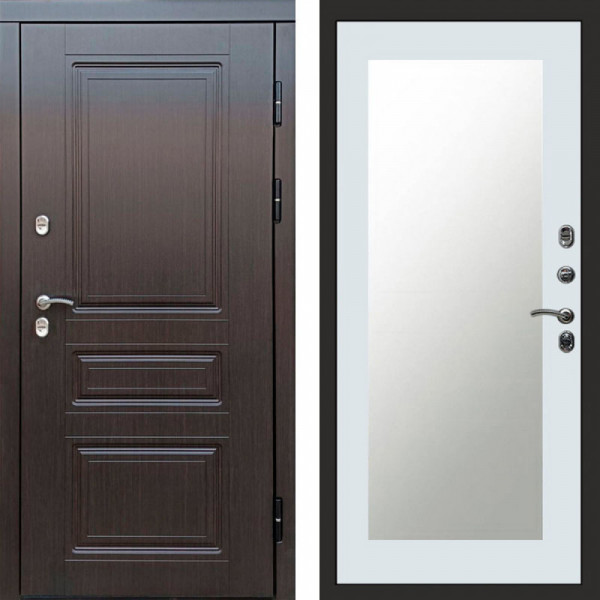 Входная дверь Termo-Door Премиум Винорит Орегон Венге - Зеркало Триумф Белый софт