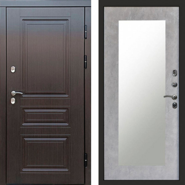 Входная дверь Termo-Door Премиум Винорит Орегон Венге - Зеркало Триумф бетон светлый