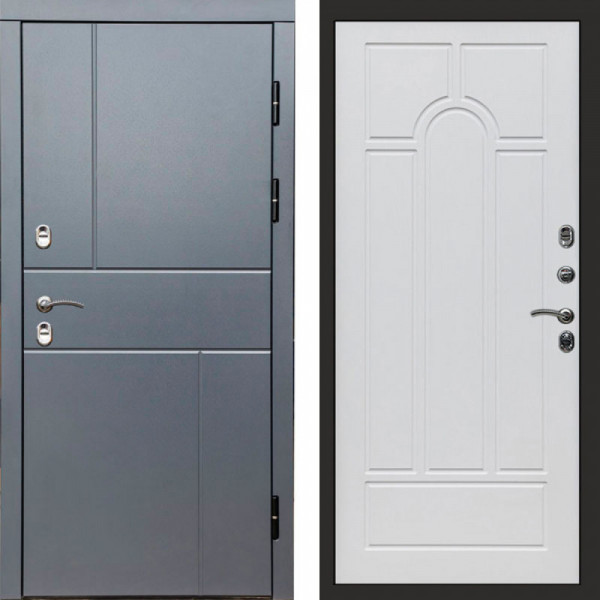 Входная дверь Termo-Door Премиум Винорит Вертикаль Grey - Арка белое дерево