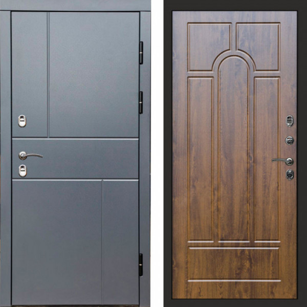 Входная дверь Termo-Door Премиум Винорит Вертикаль Grey - Арка дуб