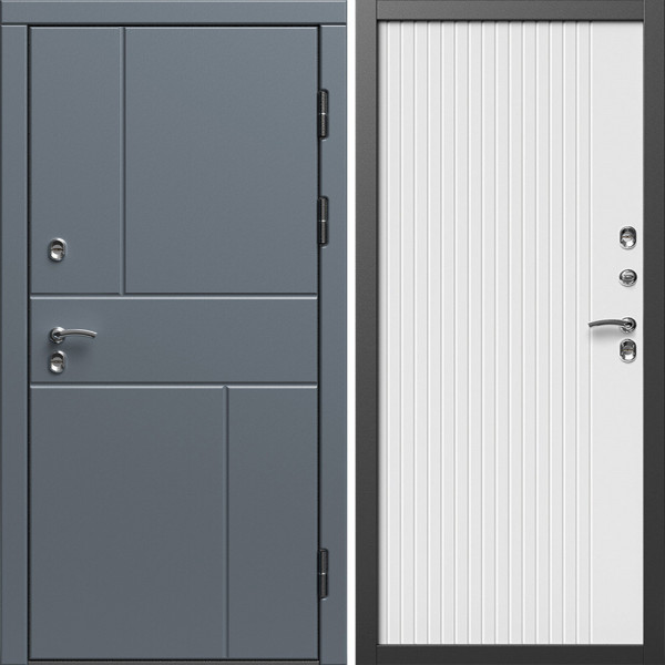 Входная дверь Termo-Door Премиум Винорит Вертикаль Grey - Флэт Белый софт