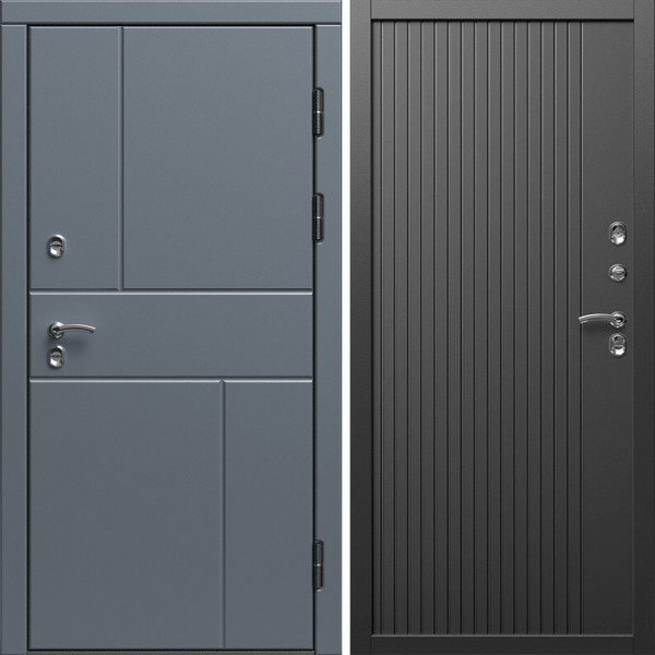 Входная дверь Termo-Door Премиум Винорит Вертикаль Grey - Флэт Черный кварц
