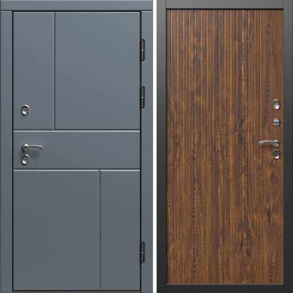 Входная дверь Termo-Door Премиум Винорит Вертикаль Grey - Флэт Дуб