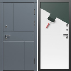 Входная дверь Termo-Door Премиум Винорит Вертикаль Grey - Гладкая Панель Под Покраску (грунт)