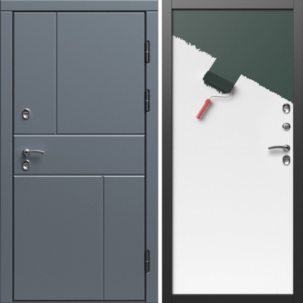 Входная дверь Termo-Door Премиум Винорит Вертикаль Grey - Гладкая Панель Под Покраску (грунт)