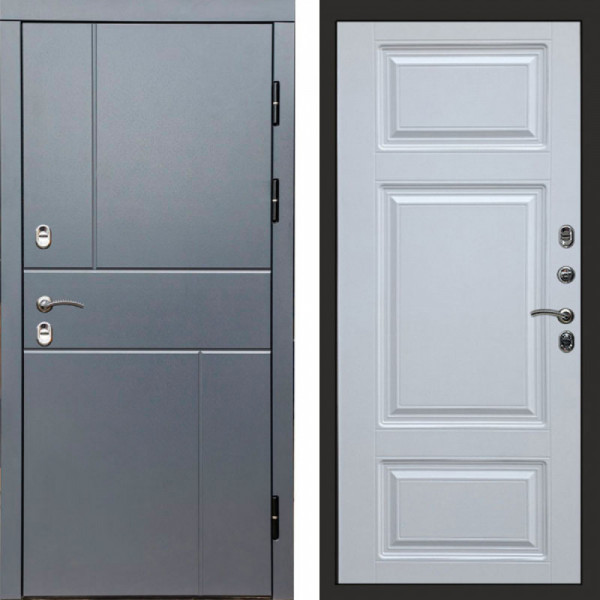 Входная дверь Termo-Door Премиум Винорит Вертикаль Grey - Лион Белый софт