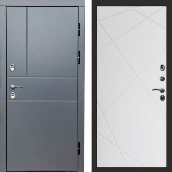 Входная дверь Termo-Door Премиум Винорит Вертикаль Grey - Лучи белый