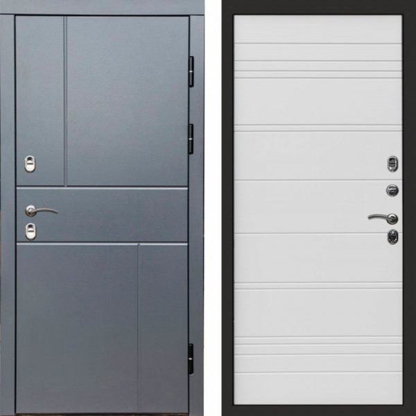 Входная дверь Termo-Door Премиум Винорит Вертикаль Grey - Лучи White line