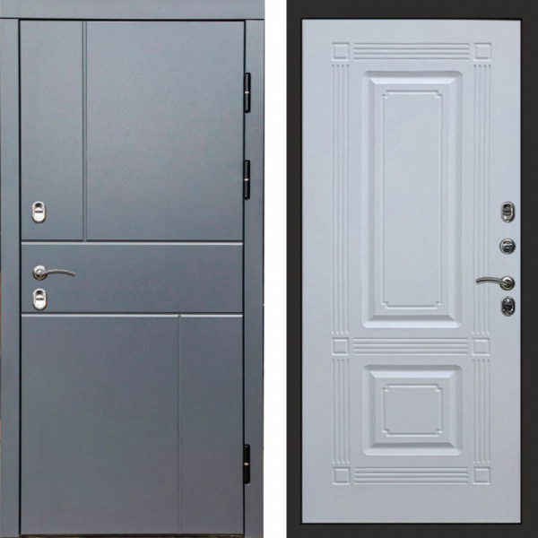 Входная дверь Termo-Door Премиум Винорит Вертикаль Grey - Мадрид Белый софт