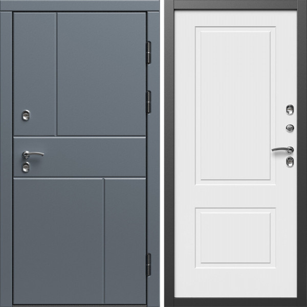 Входная дверь Termo-Door Премиум Винорит Вертикаль Grey - Нео Классика Белый Софт