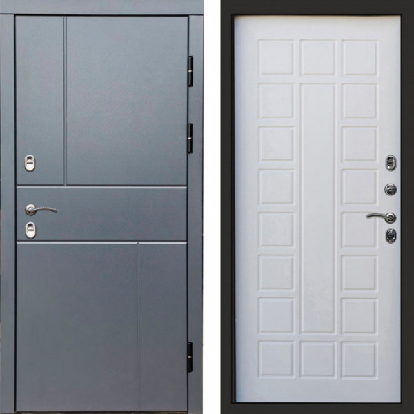 Входная дверь Termo-Door Премиум Винорит Вертикаль Grey - Престиж белое дерево