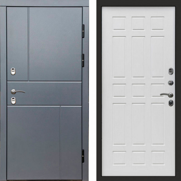 Входная дверь Termo-Door Премиум Винорит Вертикаль Grey - Спарта белое дерево