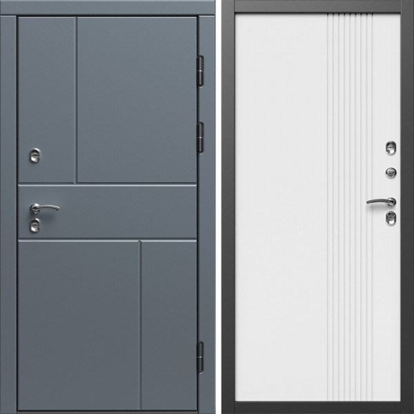 Входная дверь Termo-Door Премиум Винорит Вертикаль Grey - Страйп Белый Софт