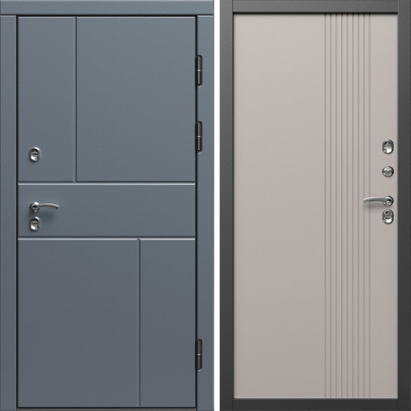 Входная дверь Termo-Door Премиум Винорит Вертикаль Grey - Страйп Капучино