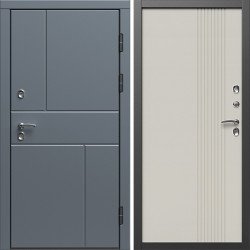 Входная дверь Termo-Door Премиум Винорит Вертикаль Grey - Страйп Слоновая Кость