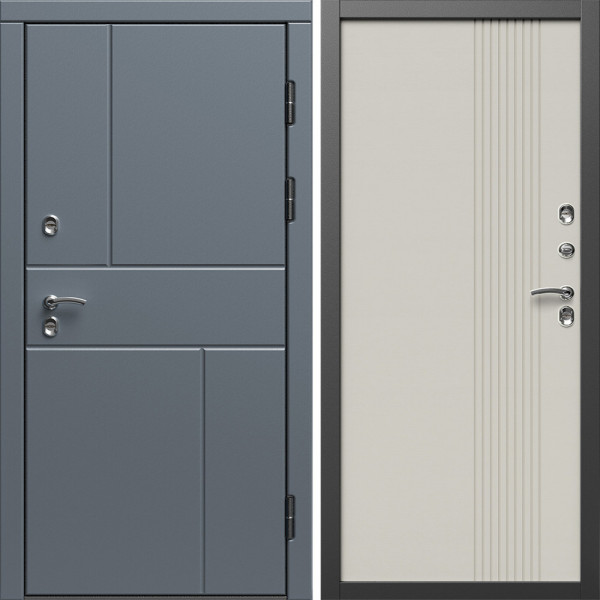 Входная дверь Termo-Door Премиум Винорит Вертикаль Grey - Страйп Слоновая Кость