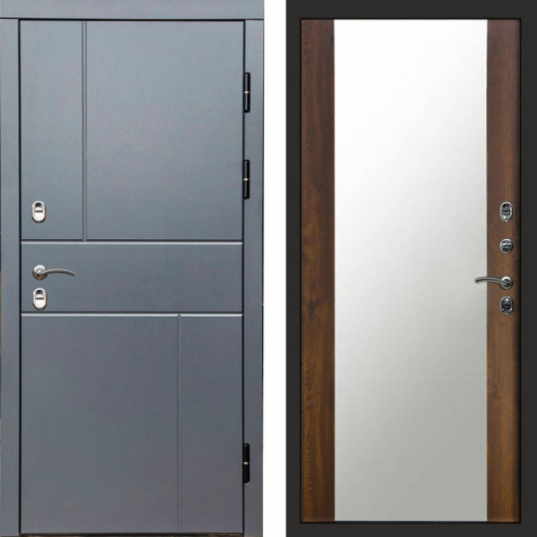 Входная дверь Termo-Door Премиум Винорит Вертикаль Grey - Зеркало дуб