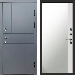 Входная дверь Termo-Door Премиум Винорит Вертикаль Grey - Зеркало Фацет Белый софт